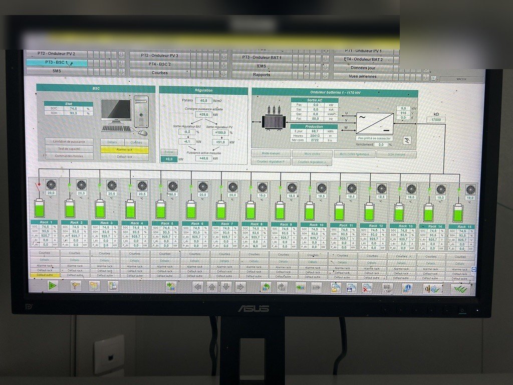 Supervision BESS — monitoring racks batteries SOC en temps réel